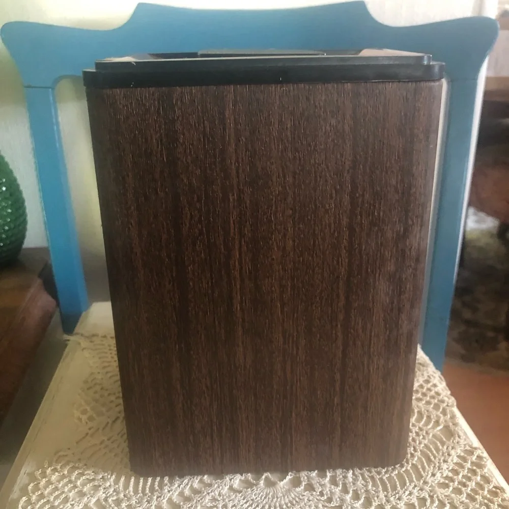 Vintage Copper & Wood-Look Metal Canister